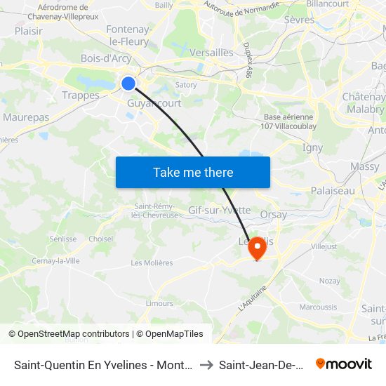 Saint-Quentin En Yvelines - Montigny-Le-Bretonneux to Saint-Jean-De-Beauregard map