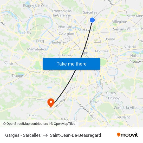 Garges - Sarcelles to Saint-Jean-De-Beauregard map