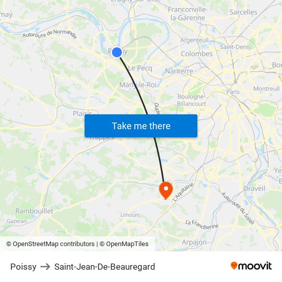 Poissy to Saint-Jean-De-Beauregard map