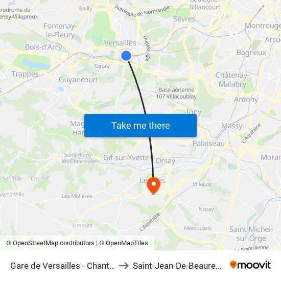 Gare de Versailles - Chantiers to Saint-Jean-De-Beauregard map