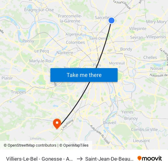 Villiers-Le-Bel - Gonesse - Arnouville to Saint-Jean-De-Beauregard map