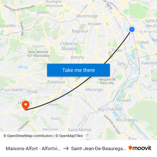 Maisons-Alfort - Alfortville to Saint-Jean-De-Beauregard map