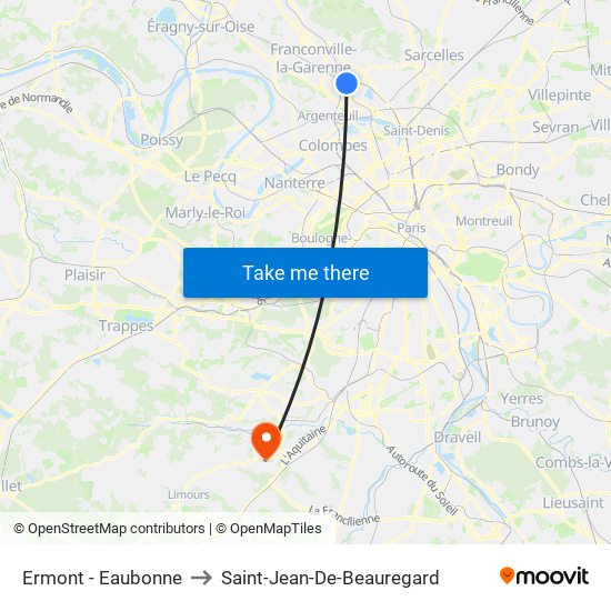 Ermont - Eaubonne to Saint-Jean-De-Beauregard map