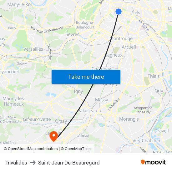 Invalides to Saint-Jean-De-Beauregard map