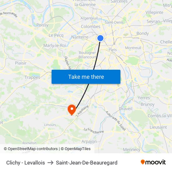 Clichy - Levallois to Saint-Jean-De-Beauregard map