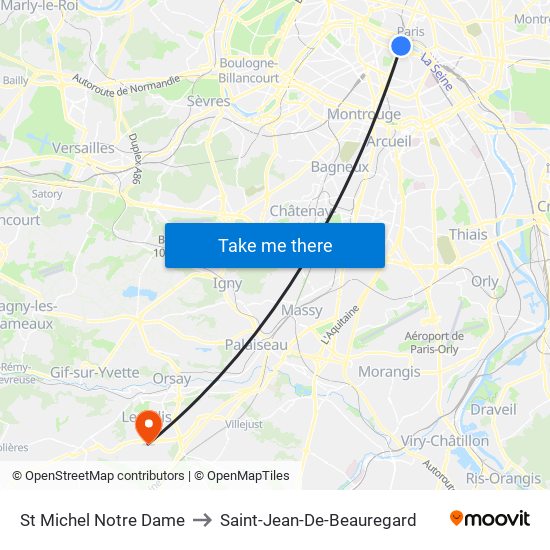 St Michel Notre Dame to Saint-Jean-De-Beauregard map