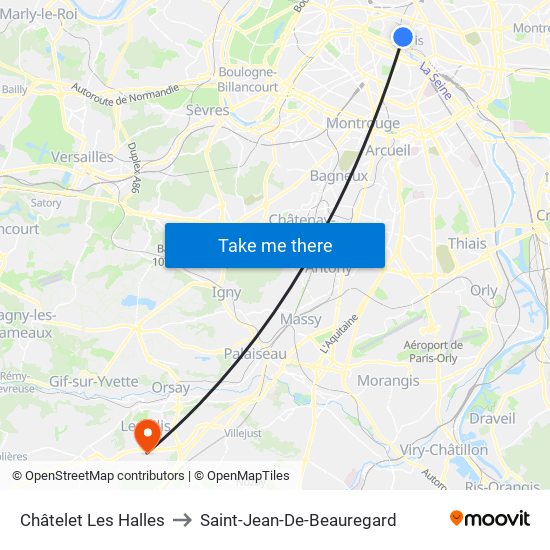 Châtelet Les Halles to Saint-Jean-De-Beauregard map