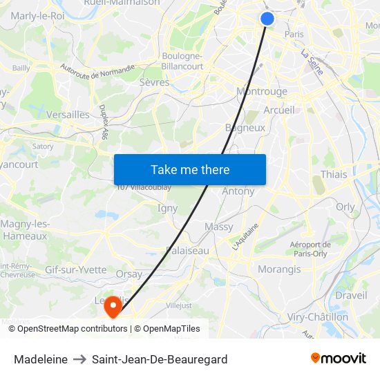 Madeleine to Saint-Jean-De-Beauregard map