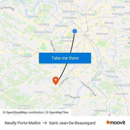 Neuilly Porte Maillot to Saint-Jean-De-Beauregard map