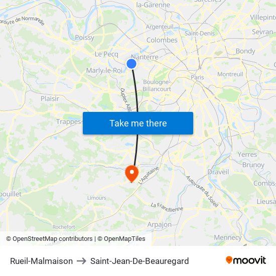 Rueil-Malmaison to Saint-Jean-De-Beauregard map