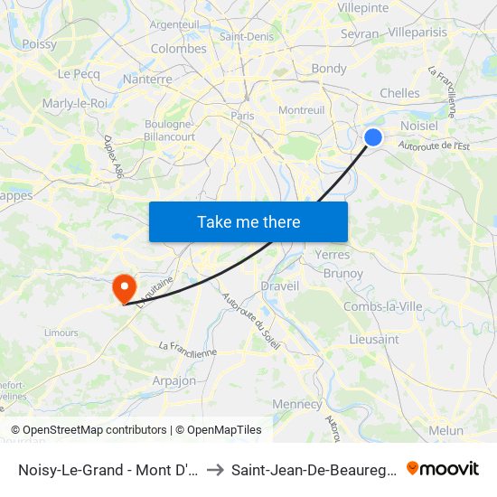 Noisy-Le-Grand - Mont D'Est to Saint-Jean-De-Beauregard map