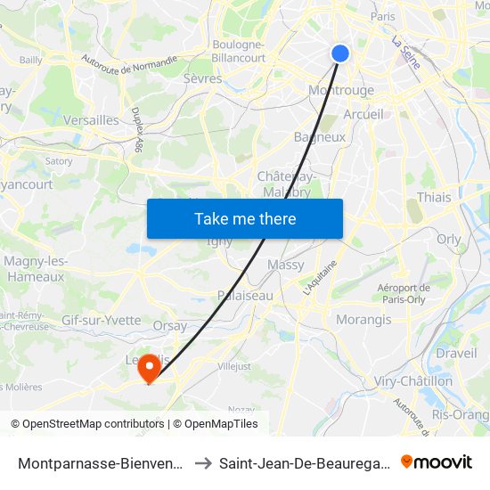 Montparnasse-Bienvenue to Saint-Jean-De-Beauregard map