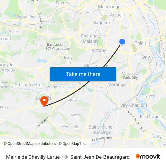 Mairie de Chevilly-Larue to Saint-Jean-De-Beauregard map