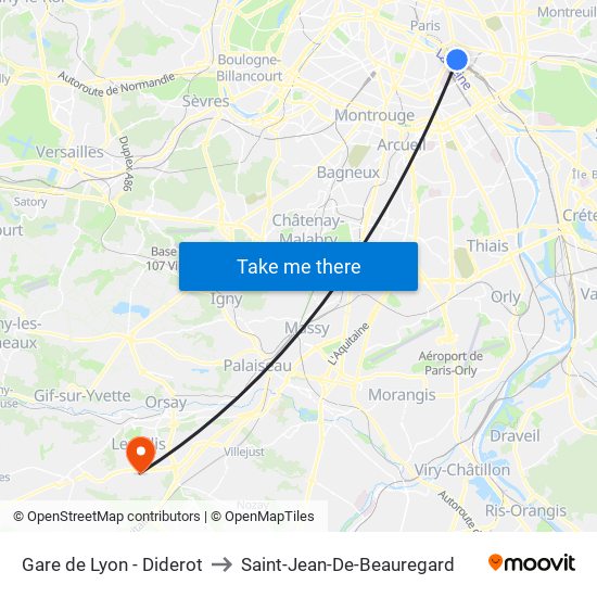 Gare de Lyon - Diderot to Saint-Jean-De-Beauregard map