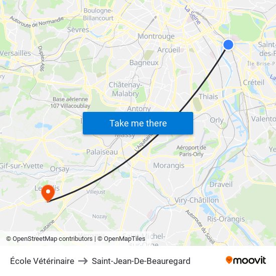 École Vétérinaire to Saint-Jean-De-Beauregard map