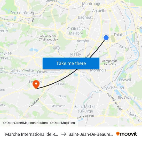 Marché International de Rungis to Saint-Jean-De-Beauregard map