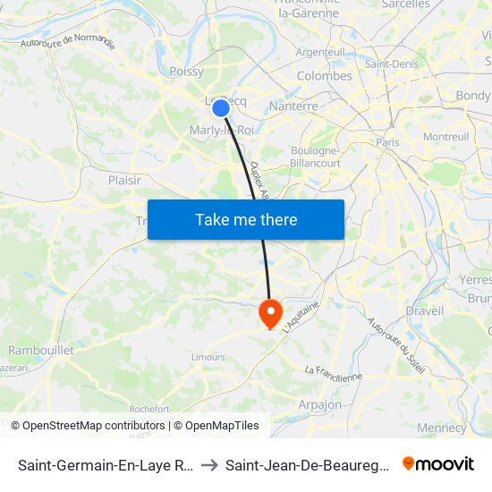 Saint-Germain-En-Laye RER to Saint-Jean-De-Beauregard map