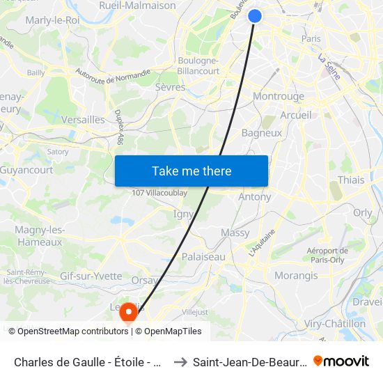 Charles de Gaulle - Étoile - Wagram to Saint-Jean-De-Beauregard map