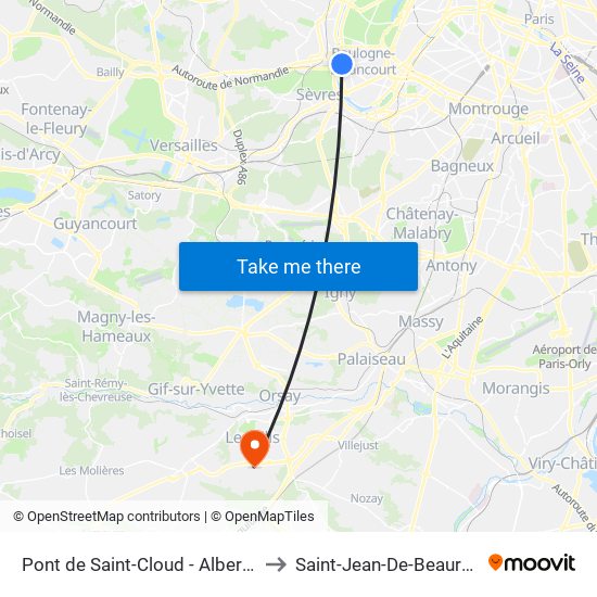 Pont de Saint-Cloud - Albert Kahn to Saint-Jean-De-Beauregard map