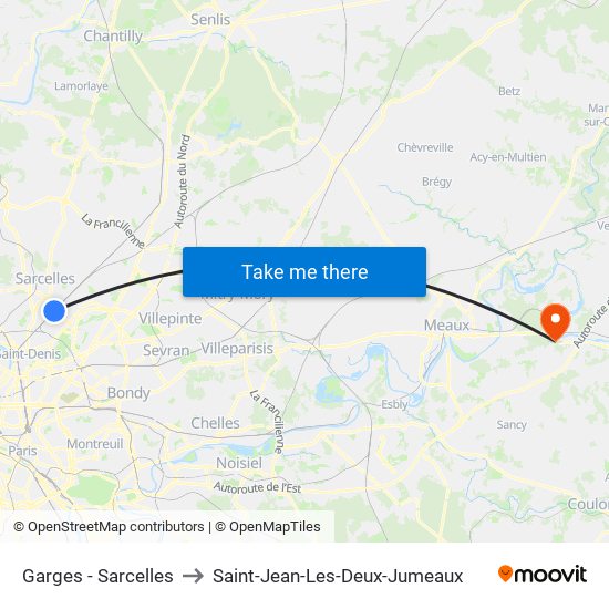 Garges - Sarcelles to Saint-Jean-Les-Deux-Jumeaux map