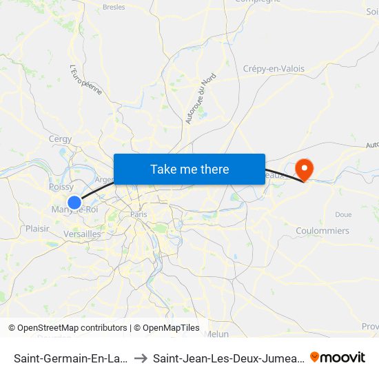 Saint-Germain-En-Laye to Saint-Jean-Les-Deux-Jumeaux map