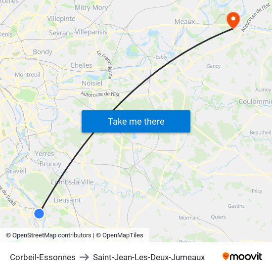 Corbeil-Essonnes to Saint-Jean-Les-Deux-Jumeaux map