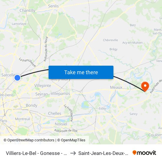 Villiers-Le-Bel - Gonesse - Arnouville to Saint-Jean-Les-Deux-Jumeaux map