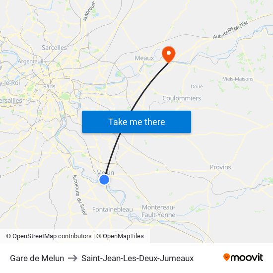 Gare de Melun to Saint-Jean-Les-Deux-Jumeaux map