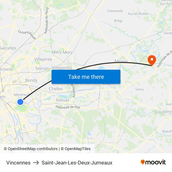 Vincennes to Saint-Jean-Les-Deux-Jumeaux map