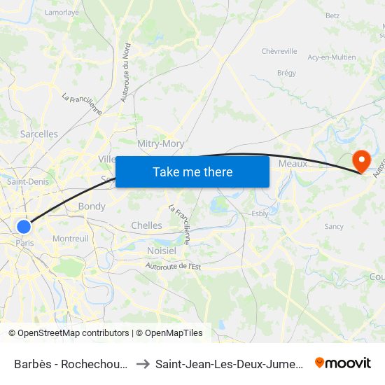 Barbès - Rochechouart to Saint-Jean-Les-Deux-Jumeaux map
