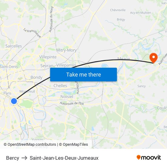 Bercy to Saint-Jean-Les-Deux-Jumeaux map