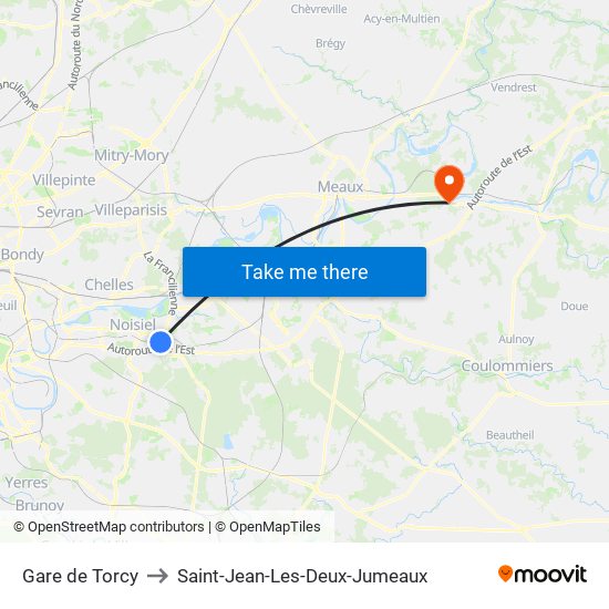 Gare de Torcy to Saint-Jean-Les-Deux-Jumeaux map