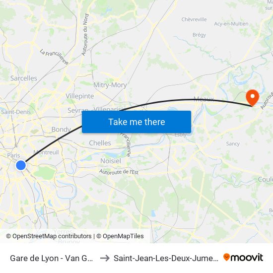 Gare de Lyon - Van Gogh to Saint-Jean-Les-Deux-Jumeaux map