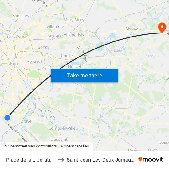 Place de la Libération to Saint-Jean-Les-Deux-Jumeaux map