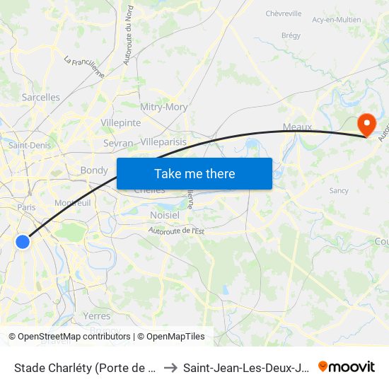 Stade Charléty (Porte de Gentilly) to Saint-Jean-Les-Deux-Jumeaux map