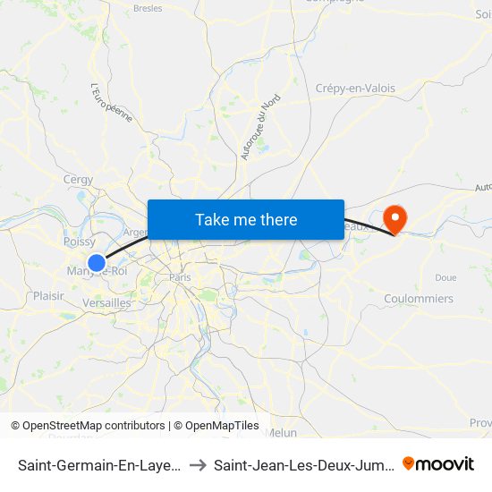 Saint-Germain-En-Laye RER to Saint-Jean-Les-Deux-Jumeaux map