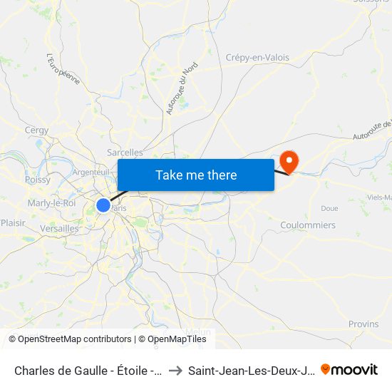 Charles de Gaulle - Étoile - Wagram to Saint-Jean-Les-Deux-Jumeaux map