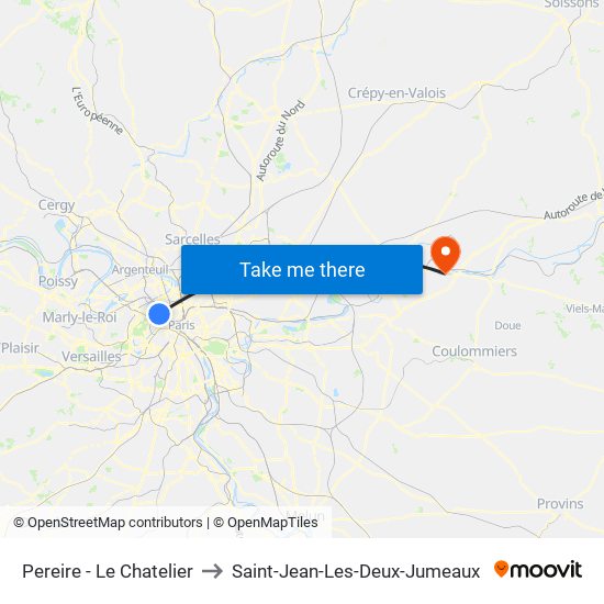 Pereire - Le Chatelier to Saint-Jean-Les-Deux-Jumeaux map