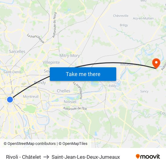 Rivoli - Châtelet to Saint-Jean-Les-Deux-Jumeaux map