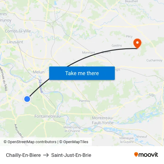Chailly-En-Biere to Saint-Just-En-Brie map