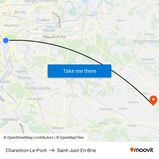 Charenton-Le-Pont to Saint-Just-En-Brie map