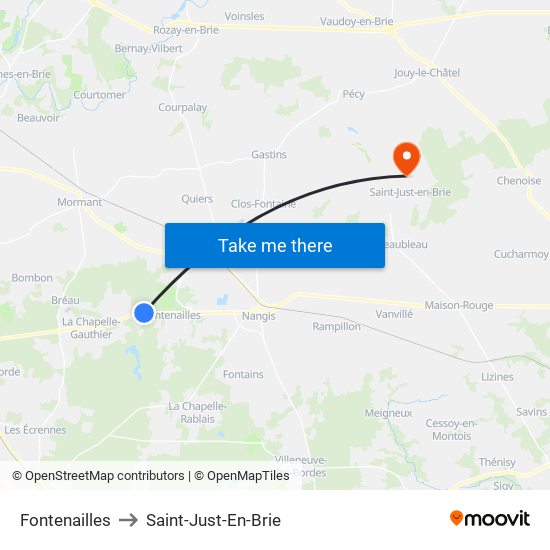 Fontenailles to Saint-Just-En-Brie map