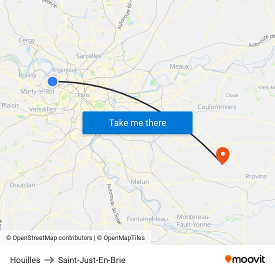 Houilles to Saint-Just-En-Brie map