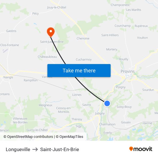 Longueville to Saint-Just-En-Brie map