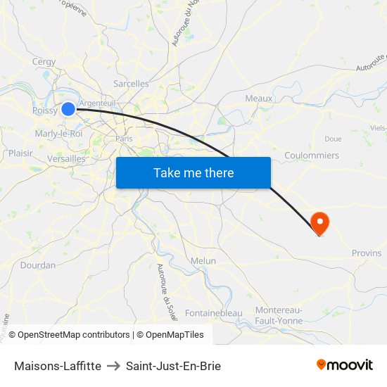 Maisons-Laffitte to Saint-Just-En-Brie map