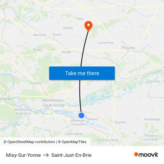Misy-Sur-Yonne to Saint-Just-En-Brie map