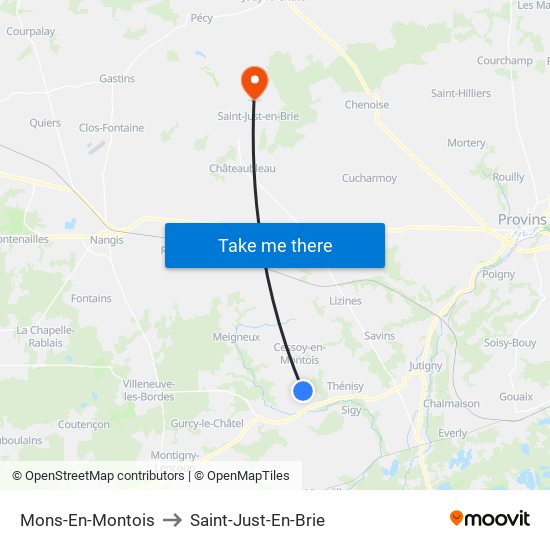 Mons-En-Montois to Saint-Just-En-Brie map