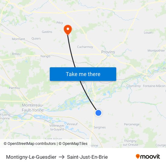 Montigny-Le-Guesdier to Saint-Just-En-Brie map