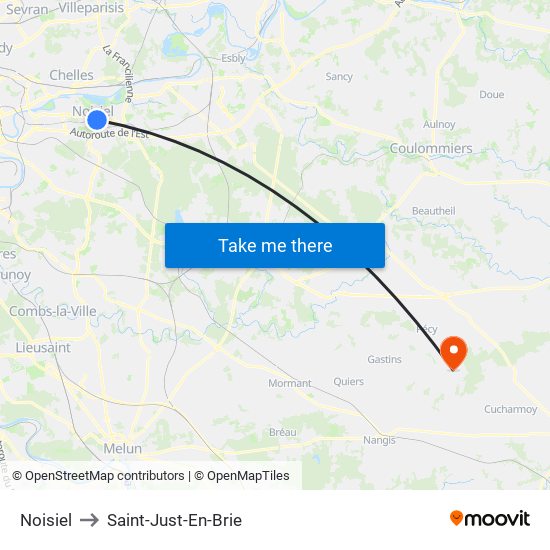 Noisiel to Saint-Just-En-Brie map