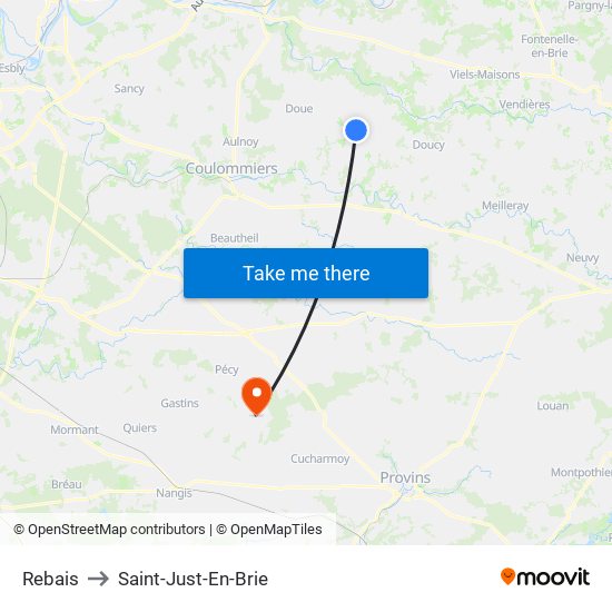 Rebais to Saint-Just-En-Brie map